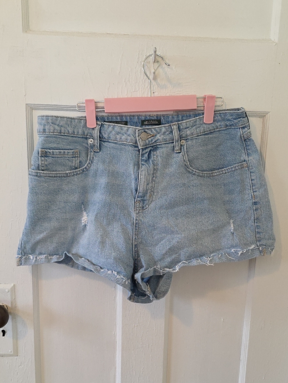 wild fable Light Wash Denim Cutoff Shorts with Frayed Hem